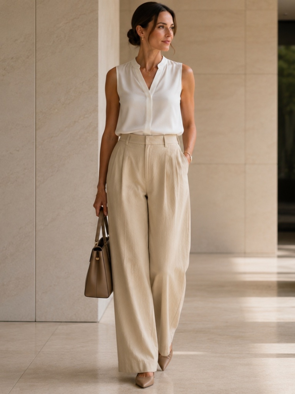 NWT Linda Allard Ellen Tracy Linen Blend Pleated Wide Leg Pants 4